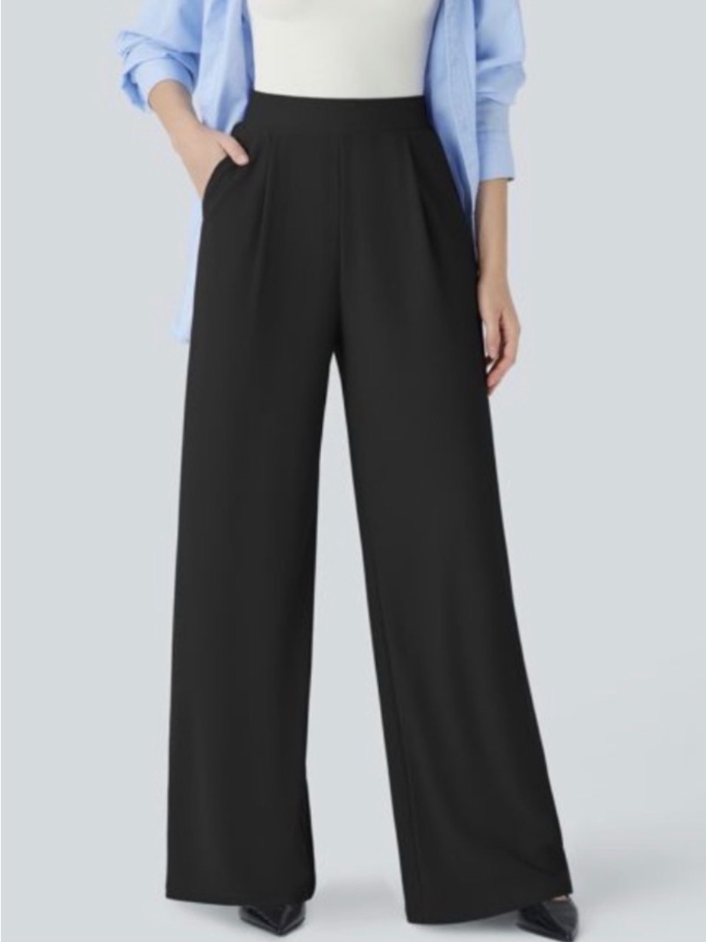 HALARA Flex Black High-Waist Wide-Leg Side Pockets Work or Leisure Pants Size XL - Picture 14 of 14